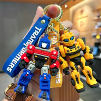 Transformers Keychain Action Figures Optimus Prime Bumblebee Pendants Anime Car Key Ring Cartoon Doll Backpack Pendant Toys Gift