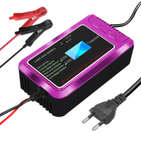 12V 10A Car Battery Charger Automatic Fast Charging Motorcycle Battery Charger For LiFePO4 AGM GEL Lead-Acid Battery