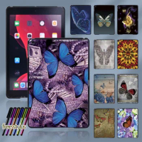 Butterfly Print Patterns Tablet Case for Apple IPad 8 2020 8th Generation 10.2 Inch Ultra Thin Hard Shell + Free Stylus