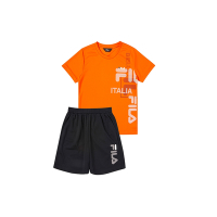 FILA KIDS 童舒適休閒運動套裝 上衣+短褲-橘色 1WTY-4910-OR