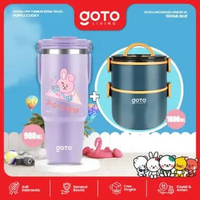 [Goto Paket Bundling 2 In 1] Botol Minum Tumbler BT21 Tahan Panas Dingin 900ML + Kotak Makan Lunch B