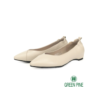 GREEN PINE真皮尖頭鬆緊平底鞋米色(00320366)
