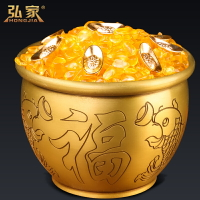 黃銅米缸聚寶百福財富黃銅百富缸五福缸罐全銅純銅盆聚財擺件小號