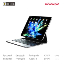 DOQO Magic Keyboard For ipad Pro 12.9 2021 2020 2018 Magnetic Case Korean Arabic Aluminum Rotatable Fold Backlit Keyboard Cover