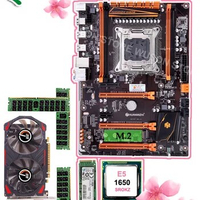 Mobo with M.2 slot HUANANZHI X79 motherboard 128G NVME SSD Intel Xeon E5 1650 3.2GHz video card GTX750TI 2G RAM 4*8G 1600 RECC