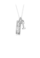 Glamorousky 925 Sterling Silver Simple Personality Square Dumbbell Pendant with Necklace