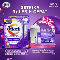 Attack Plus Softener Deterjen Cair Liquid Sparkling Lychee Berry Pouch 1200 ml [2 pcs]