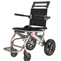 Aluminum alloy portable wheelchair folding ultra-lightweight, small simple travel for the elderly special trooter