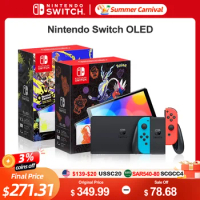 Nintendo Switch OLED Game Console White Neon Set and Splatoon 3 Pokemon Scarlet Violet Limited Edition 3 Game Modes