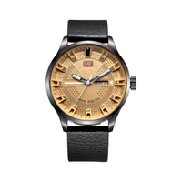 นาฬิกาข้อมือผู้ชาย Analog Original Brand Fashion Luxury สายหนัง แสดงวันที่  รุ่น MF0028 สีเบจ