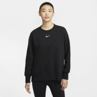 【NIKE 耐吉】長袖上衣 女 超寬鬆 AS W NSW PHNX FLC OS LONG CRE 黑 FZ4271-010