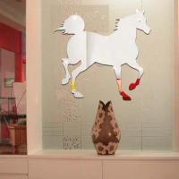 DIY Acrylic Sticker Running Horse Shaped Mirror Surface Wall Sticker Collage Home Bedroom Office Home Decor Mural Home