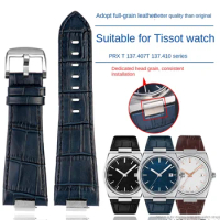 26x12mm Convex End Leather Watchband for Tissot 1853 PRX series Strap Belt T137.407 T137.410 Men's Bracelet Wrist Strap Bracelet