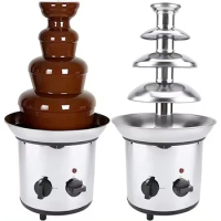 220V Chocolate Fountain 4 Tiers Electric Melting Machine Fondue Pot Set For Chocolate Candy Ranch Nacho Cheese