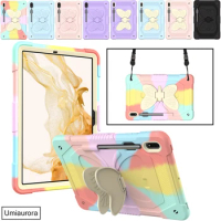 For Samsung Galaxy Tab S7 FE S8 S9 Plus 12.4 inch SM-X810 SM-X710 T970 T730 Tablet Case 3D Butterfly Kickstand Shockproof Cover