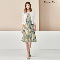 【Master Max】腰部鬆緊皺皺布雙口袋短袖連身花洋裝(8311001)