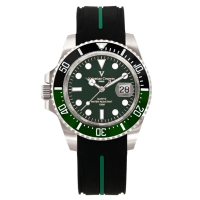 Valentino Coupeau 范倫鐵諾 古柏 左冠雪碧雙色陶瓷水鬼腕錶 (銀色/綠面/膠帶)