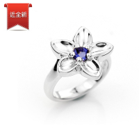 二手品 Tiffany&amp;Co. 花朵鑲堇青石925純銀戒指
