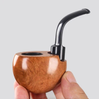 Handle Briar Wooden Filter Smoking Pipe Pocket Men's Trumpet Handmade Bent Tobacco Pipe Wooden Smoke Accessories