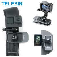 TELESIN 360° Rotation Magnetic Backpack Clip Clamp Mount for Gopro Hero 12 11 10 9 8 7 6 Insta360 X3 GO2 GO3 DJI OSMO Action 3 4