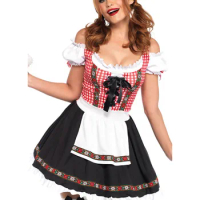 Women German Oktoberfest Dirndl Dress Bavarian Heidi Beer Girl Costume Party Dress