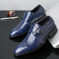 Italian Crocodile Shoes Men Formal Shoes Leather Monk Strap Oxford Shoes For Men Loafer Sapato Social Masculino Zapatilla Hombre