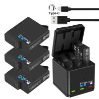 PROBTY for GoPro AHDBT-501 Hero 7 hero 6 hero 5 Black Battery + Triple Charger for Go Pro Hero 7 6 5 Black camera battery