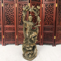 騎龍觀音佛像純銅如意自在觀音佛像招財納福保平安客廳家居供奉