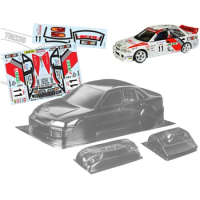 TM235 1/10 Mini Lancer Evolution III, 225mm Chassis Clear Lexan Body W/Rear spoiler + Light Buckle and Evolution WRC Decal Sheet