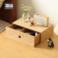 日本霜山 桌上用木質單層抽屜收納櫃(附隔板)