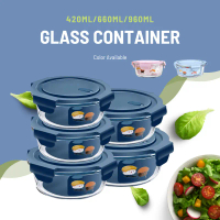 NJOY 130-960ml Thickened Round Borosilicate Glass Container High Heat Resistance Lunch Box Food Stor