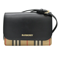 【BURBERRY 巴寶莉】HAMPSHIRE 經典條紋皮革WOC斜背包手拿包(80751961)