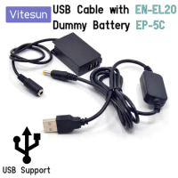 Power Bank 5V USB Cable Adapter + EN-EL20 ENEL20 Dummy battery EP-5C for Nikon 1J1 1J2 1J3 1S1 1AW1 1V3 p1000 Camera