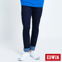 【EDWIN】男裝 E-FUNCTION 無接縫窄直筒牛仔褲(原藍色)