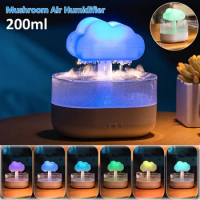 Water Drops Sounds Diffuser Stress Relief Rain Cloud Night Light Rechargable 7 Colors Home Bedroom Desk Decoration