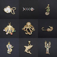 Gorgeous Diy CZ Snake Charms Wholesale Octopus Shrimp Necklace Pendant Fish Sea Horse Zircon Connector For Jewelry Making