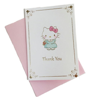 小禮堂 Hello Kitty 直式萬用卡片 立體卡片 祝賀卡 送禮卡 感恩卡 (粉 金框)