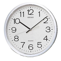 SEIKO 精工 銀框 標準型 辦公室掛鐘-白/40cm