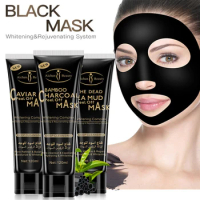 Tearing Black Mask Bamboo charcoal Caviar Dead Sea Mud Blackhead Remover Face Mask Peeling Acne Unisex Deep Cleansing Skin Care