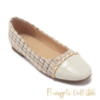 【Pineapple Outfitter】DELU 小香織布鍊條娃娃鞋(白色)