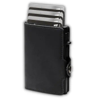SEMORID Mens Wallet Card Holder | Minimalist RFID Blocking Slim Wallet | Multifunctional with ID Window （With buttons）