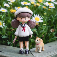 Molinta Popcorn Sister Retro Wear Blind Box Toys Kawaii Anime Action Figure Caixa Caja Surprise Mystery Box Dolls Girls Gift