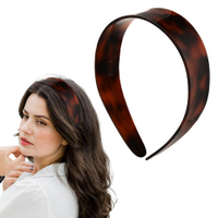 Acrylic Tortoise Shell Headband for Women’s Hair Wide Vintage Acetate Headband with Teeth Brown Plas