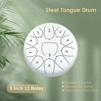 6 Inch 11 Tone Steel Tongue Drum Hand Pan Drum Drumstick Percussion Music Instrument Tambourine Drum Accessories