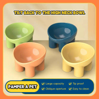Meow 88 Capacity Cute Elephant Legs High Foot Neck Guard Against Upset Pet Food Bowl Plastic Ceramic