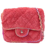 【二手名牌BRAND OFF】CHANEL 香奈兒 粉色 毛巾布 COCO 肩背包