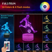 Football 3D Night Light Character Messi USB white Touch Colorful Remote Control 16 Colors Fan's Collect birthday gifts