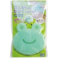 asdfkitty*日本製 大眼蛙 洗手海綿菜瓜布/肥皂起泡袋-碎小香皂再利用-正版