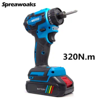 320N.m Brushless Impact Driver Electric Screwdriver 20 Torque 2 Speed Cordless Drill Power Tools For Makita 18V Battery