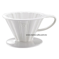 金時代書香咖啡  TIAMO V02花漾陶瓷咖啡濾器組 (白)附濾紙量匙滴水盤  HG5536W